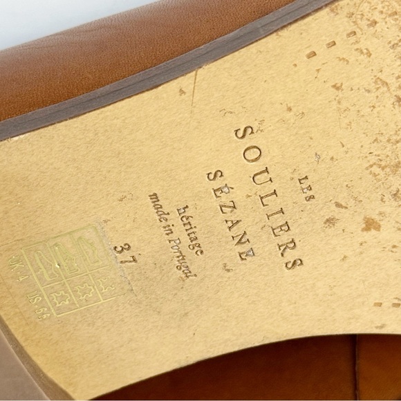 Sézane Shoes MICHEL LOAFERS Cognac Leather Minimalist Sz US6.5 - Picture 12 of 14